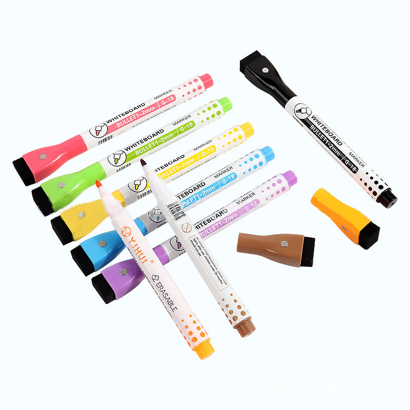 Magnetic Dry Wipe Pens Dry Erase Markers With Eraser Cap Low Odor Fine Tip Whiteboard Pens Pack of 8